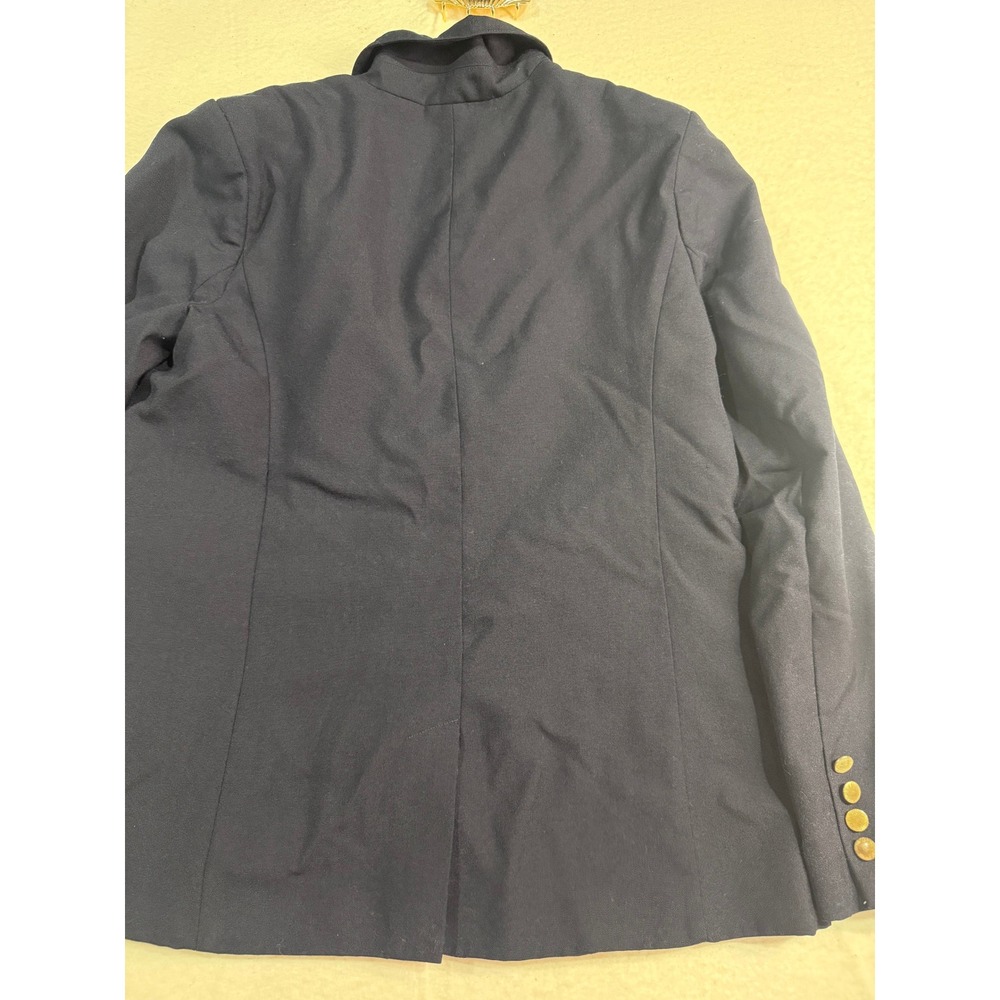 Lands End Womens Navy Blue Two Button Blazer Gold Crest Buttons Size 12 - Picture 6 of 6
